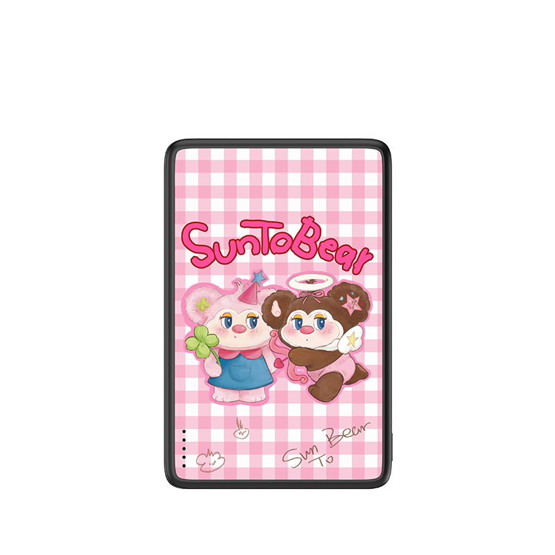 Pink Plaid Pair Magnetic Power Bank