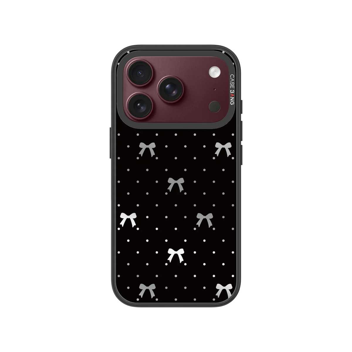 Midnight Black Bow Snap-On Case — iPhone 18 Pro — Complete Case Set