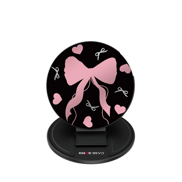 Peach Heart Bow MagSafe grip stand back cover
