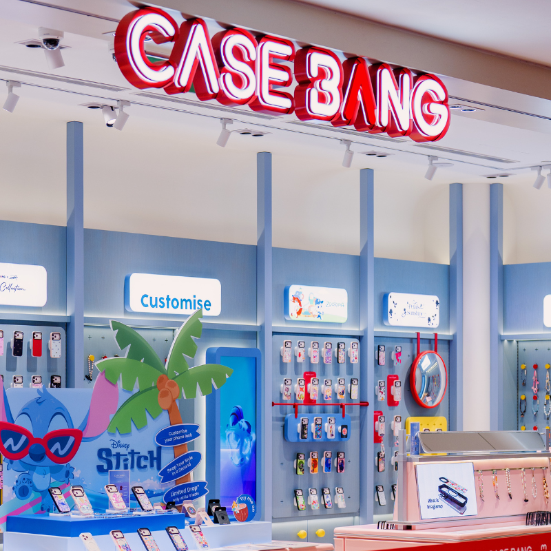 Inside the CASEBANG physical store phone case display