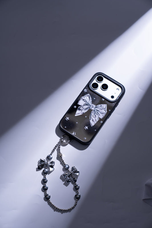 CASEBANG Silvery Bow phone case with silver-toned bow design