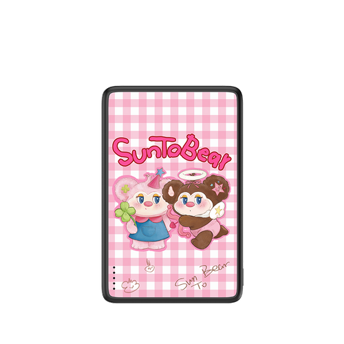 Pink Plaid Pair Magnetic Power Bank