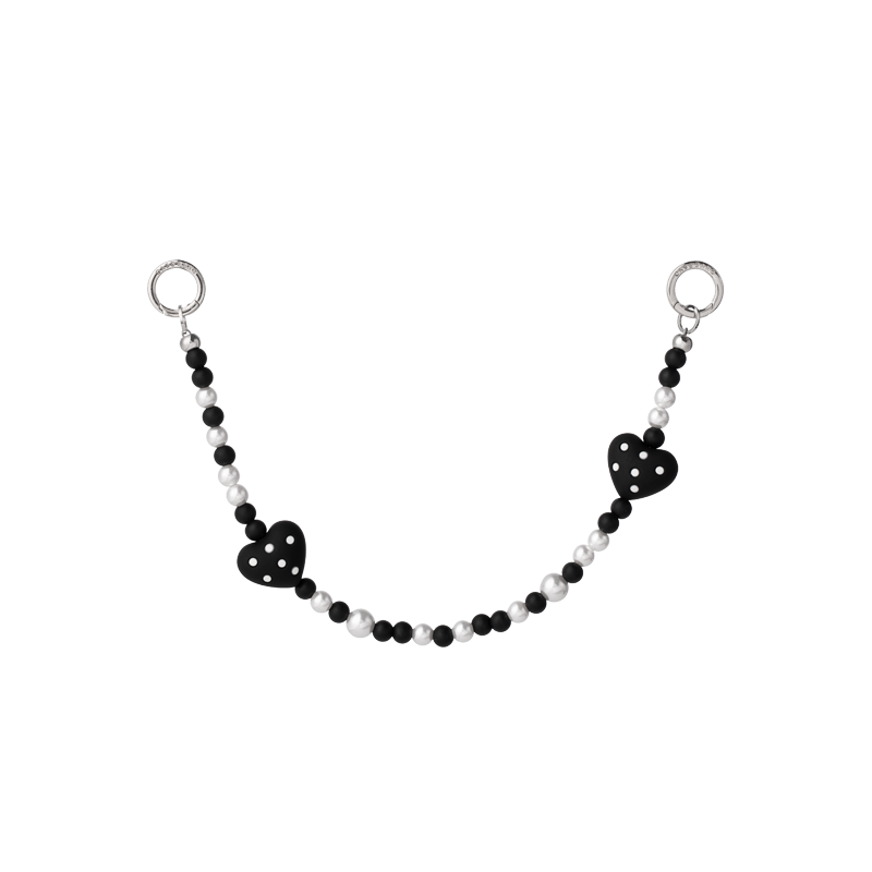 Black Dotted Twin Stars Phone Hand Charm
