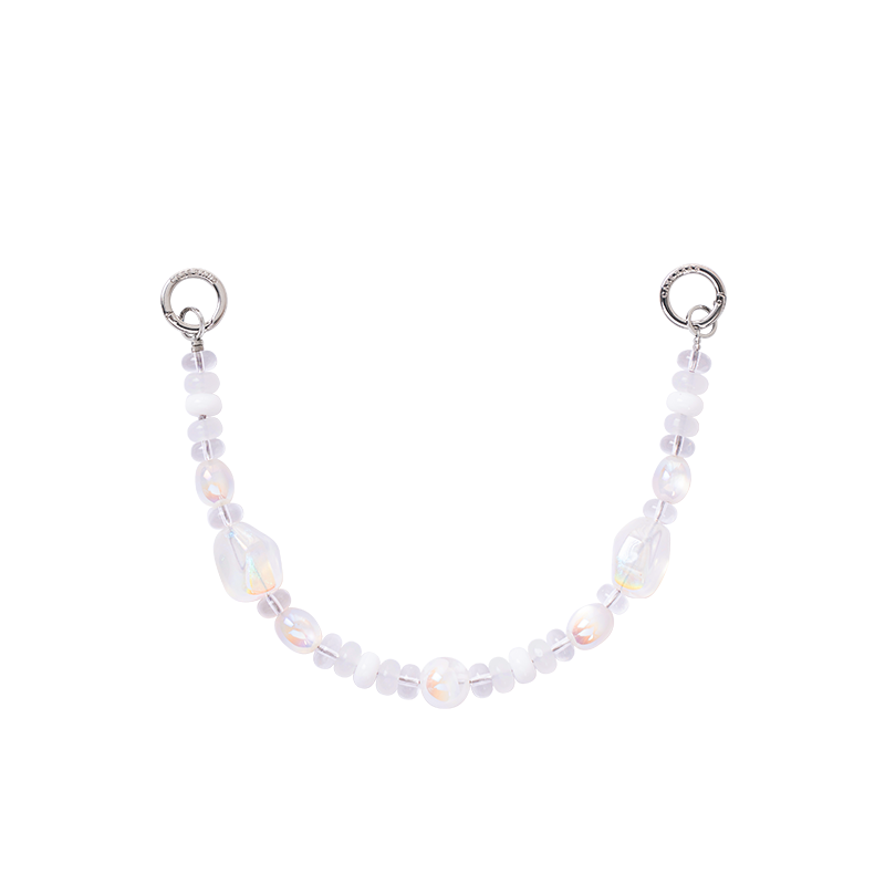 Moonstone Glow phone chain charm with soft translucent beads | CASEBANG