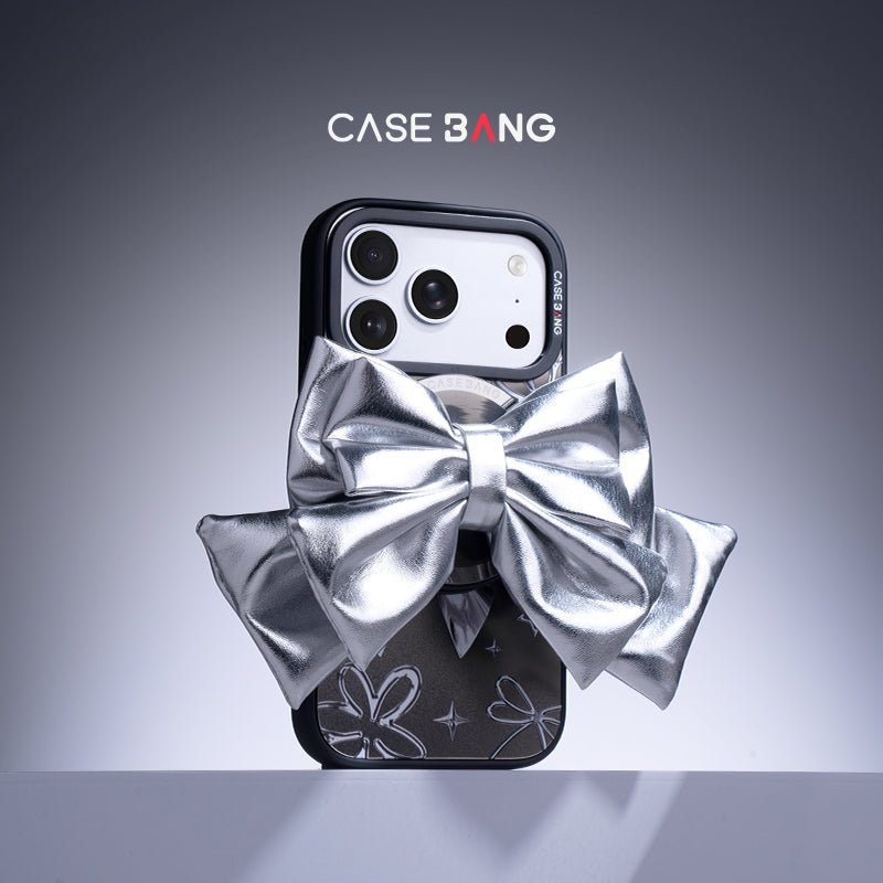 3D Silver Bow MagSafe Grip Stand - CaseBangMagsafe Grip StandCaseBangBase Stand + Back Cover
