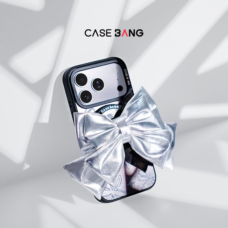3D Silver Bow MagSafe Grip Stand - CaseBangMagsafe Grip StandCaseBangBase Stand + Back Cover