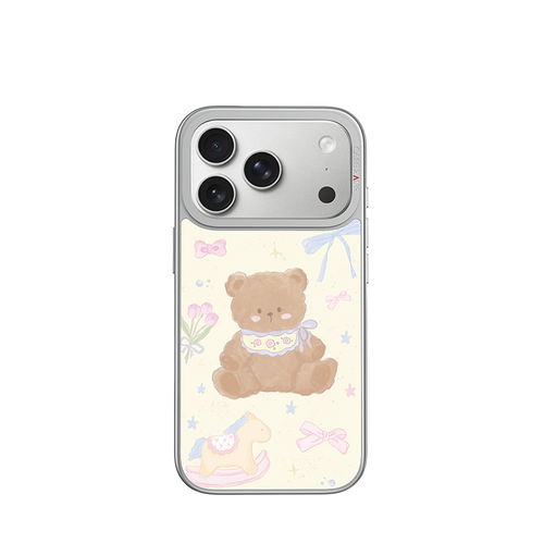 Butter Bear Glossy Mirror Case - Silver
