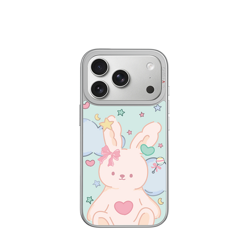 Nebula Bunny Glossy Mirror Case - Silver