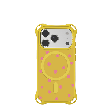 Yellow Blush Dot QuadGuard ImagiSnap base case and Snap-On Cover set
