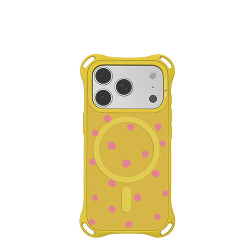 Yellow Blush Dot QuadGuard ImagiSnap base case and Snap-On Cover set