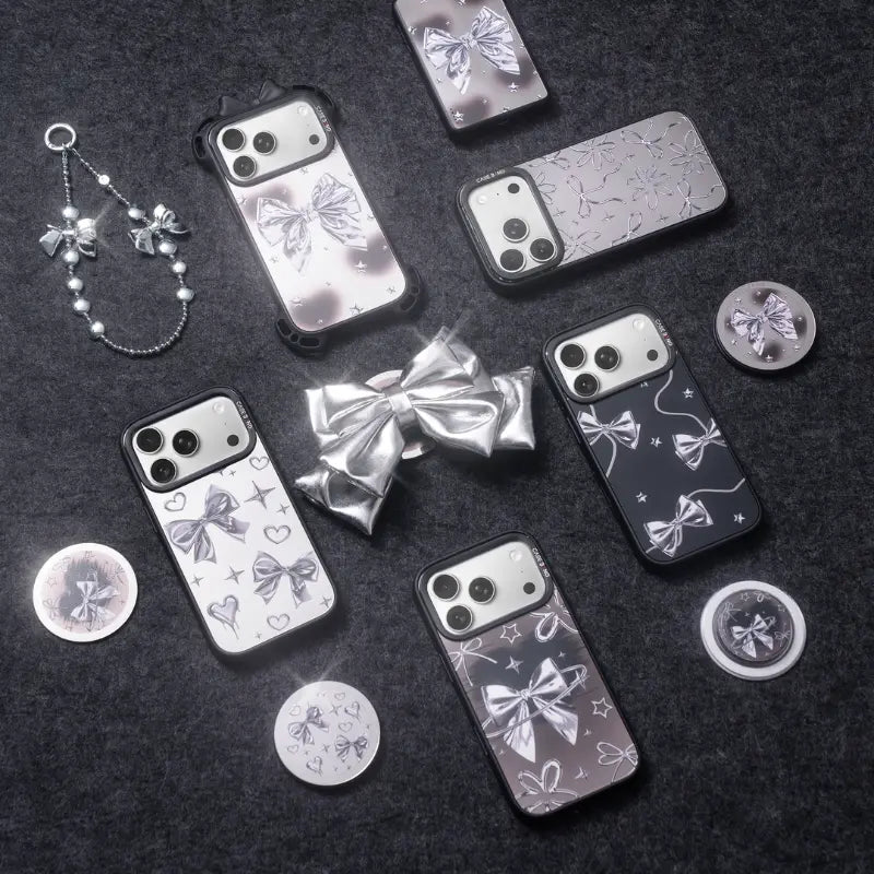 Silvery Bow Snap-On Phone Case Cover
