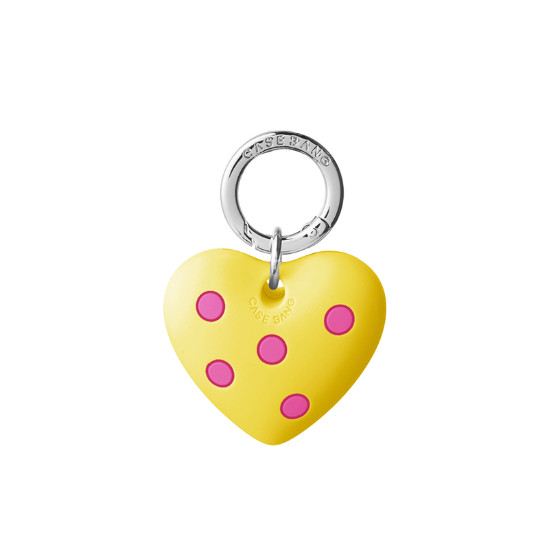 Yellow Blush Dot heart-shaped phone charm pendant