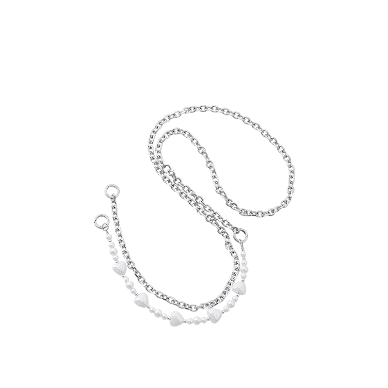 Silver Heart Pearl Cross-body Charm