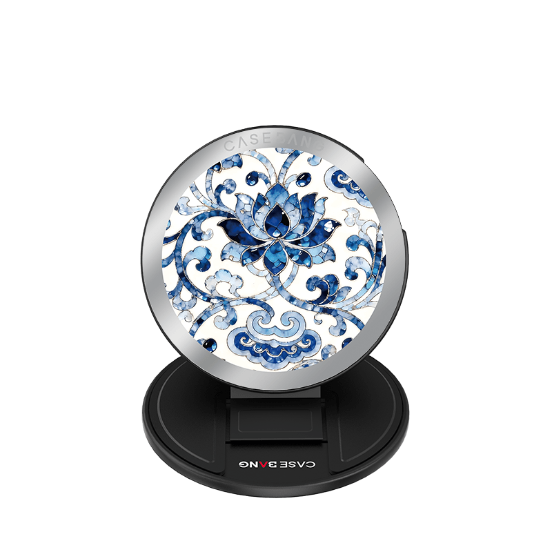 Blue and White Porcelain Magnetic Grip Stand - CaseBangMagsafe Grip StandCaseBangBase Stand+Back Cover