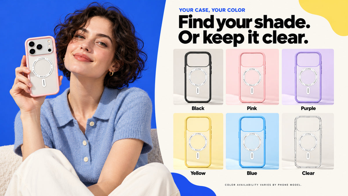 Black, pink, purple, yellow, blue and clear ImagiSnap base cases