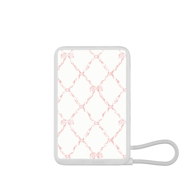 Plaid Bow power bank with built-in cable