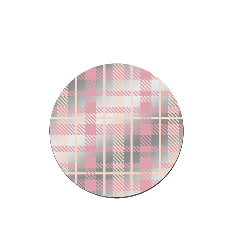 Creamy Pink Plaid MagSafe grip stand back cover