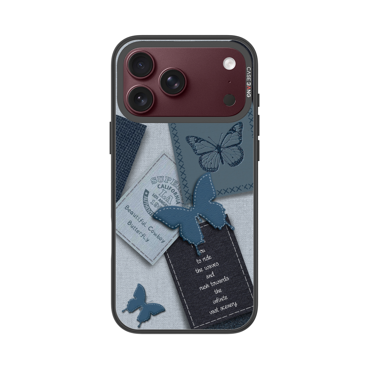 Denim Letter Snap-On Phone Case