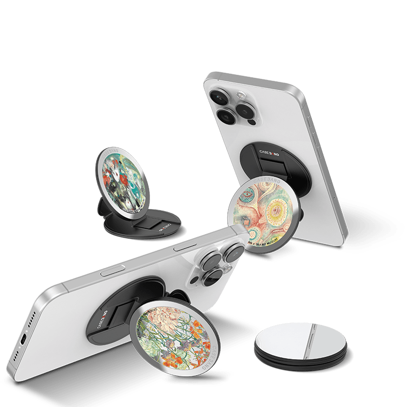 Deji Art floral MagSafe grip stand back cover detail