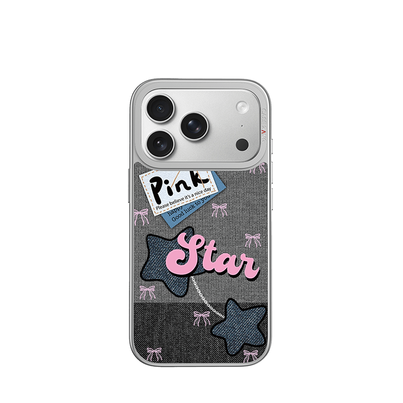 Denim Sweetie Series Silver Unijoy - CaseBangUnijoyCaseBangPink - Blue StarsiPhone 14 Pro