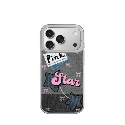 Denim Sweetie Series Silver Unijoy - CaseBangUnijoyCaseBangPink - Blue StarsiPhone 14 Pro