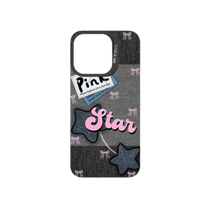 Denim Sweetie Series Snap - On Phone Case - CaseBangImagiSnap Case MagSafe CompatibleCaseBangiPhone 15 ProPink - Blue Stars