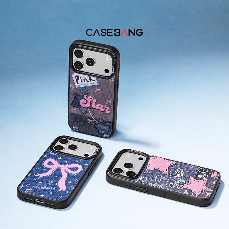 Denim Sweetie Series Snap - On Phone Case - CaseBangImagiSnap Case MagSafe CompatibleCaseBangiPhone 13 ProPink Star