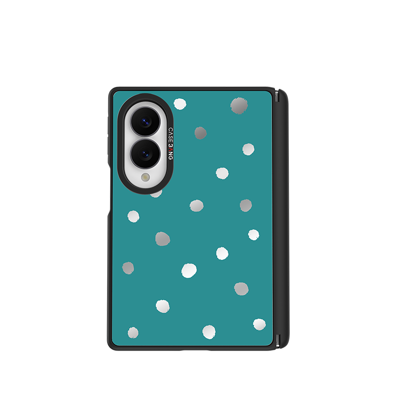 Peacock Green Polka Dots Snap-On Case for Galaxy Z Fold8