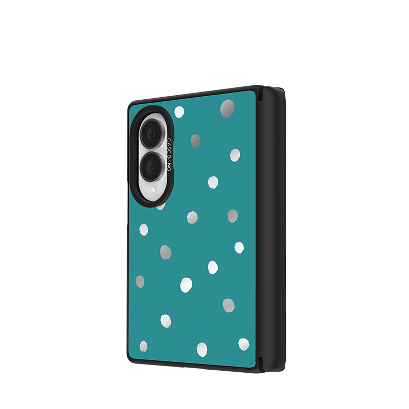 Peacock Green Polka Dots Snap-On Case for Galaxy Z Fold8