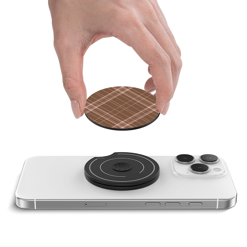 Gentle Pink Brown MagSafe grip stand set detail