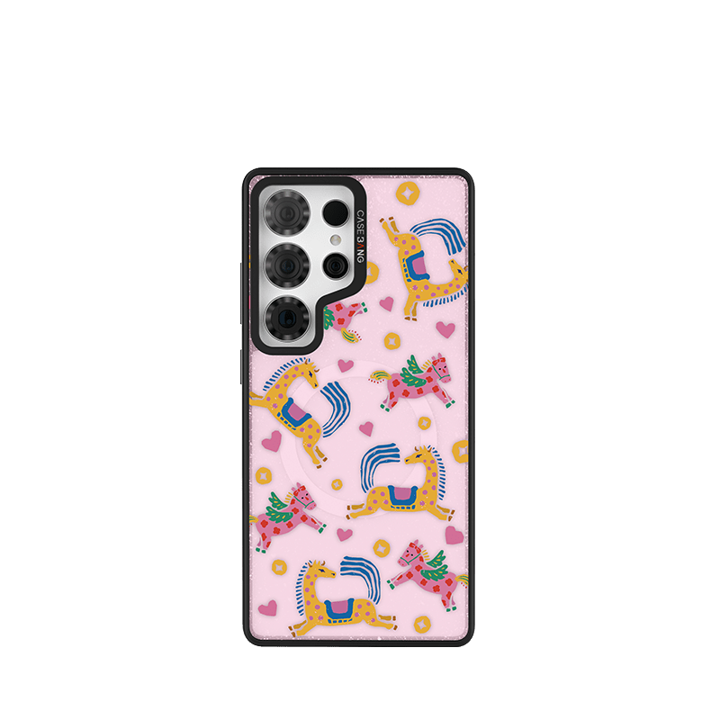 Happy Horse Snap - On Phone Case - CaseBangGlitter ImagiSnap Case MagSafe CompatibleCaseBangSamsung S25 UltraBack Cover+Base Case