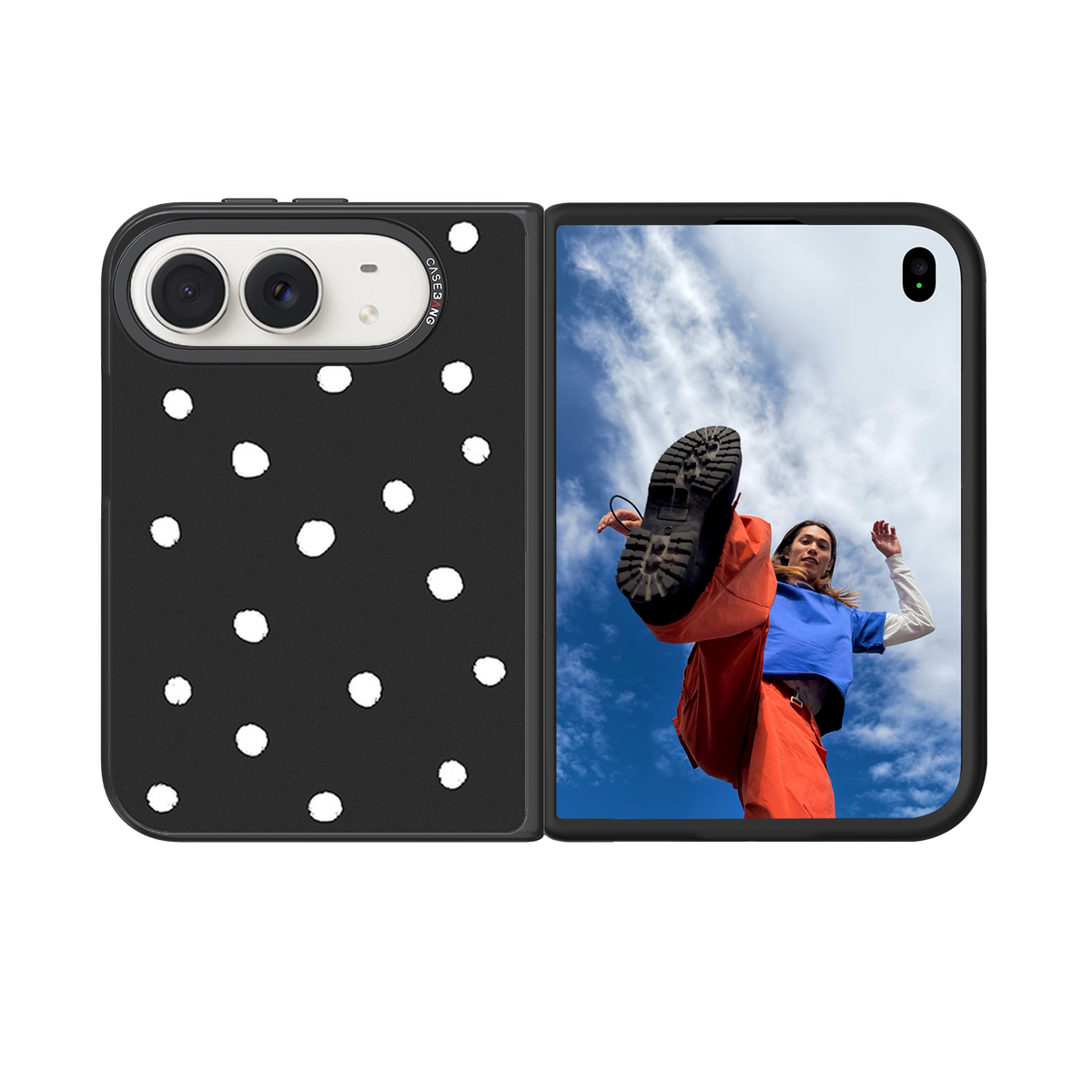 iPhone Duo Noir Dots Case Set+Front Frame