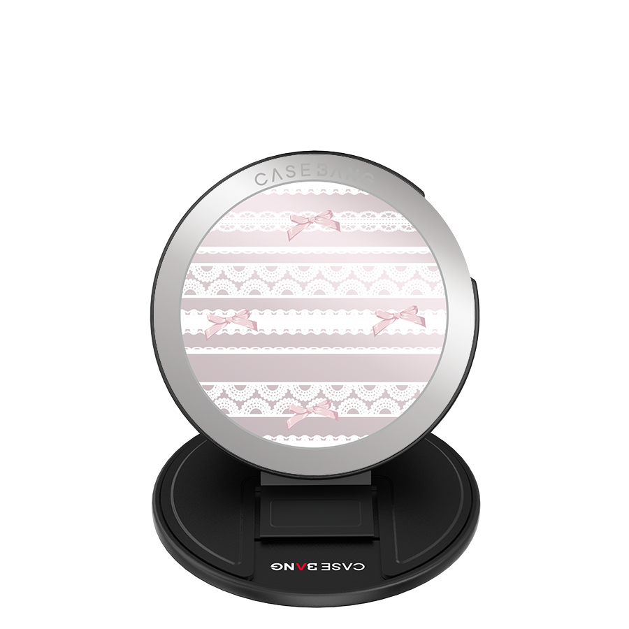 Lace Stripe Pink MagSafe grip stand with black base