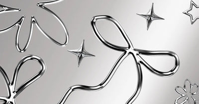 Chrome metal aesthetic phone case cover with 3D metallic bows and star motifs — ImagiSnap Snap-On Cover