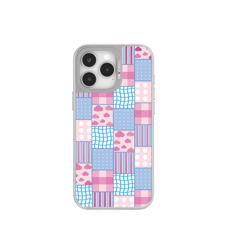 Patchwork Dreams Silver Unijoy - CaseBangUnijoyCaseBangPink PlaidiPhone 14 Pro