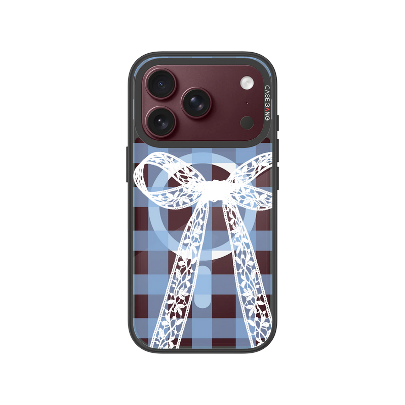 Plaid Bow Blue Snap-On Phone Case — iPhone 18 Pro — Complete Case Set