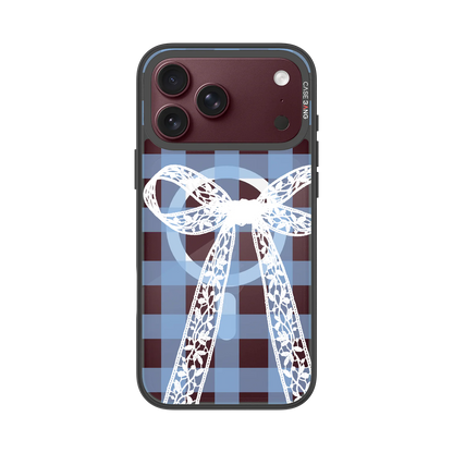 Plaid Bow Blue Snap-On Phone Case — iPhone 18 Pro Max — Complete Case Set