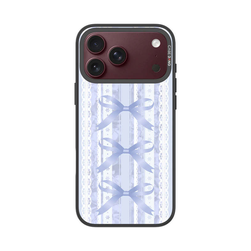 Bow Stripe Blue Snap-On Phone Case — iPhone 18 Pro Max — Complete Case Set