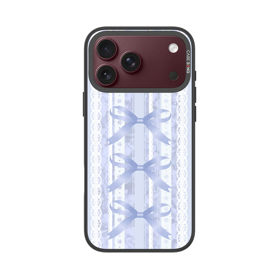 Bow Stripe Blue Snap-On Phone Case — iPhone 18 Pro Max — Complete Case Set