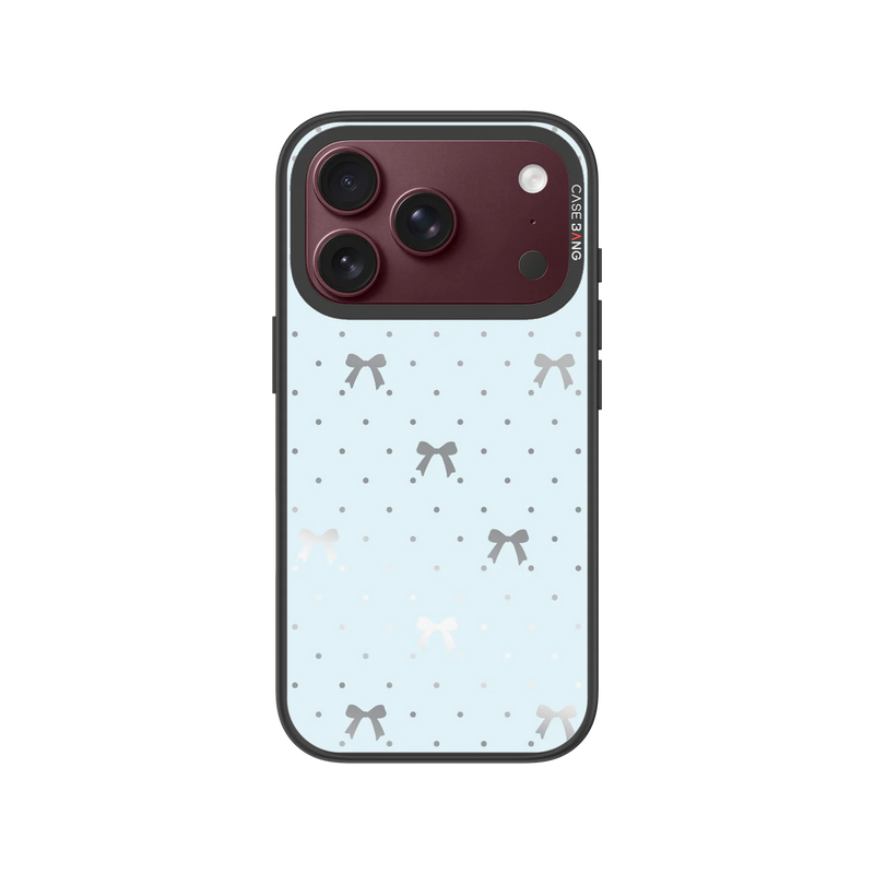 Sea Salt Blue Bow Snap-On Case — iPhone 18 Pro — Complete Case Set