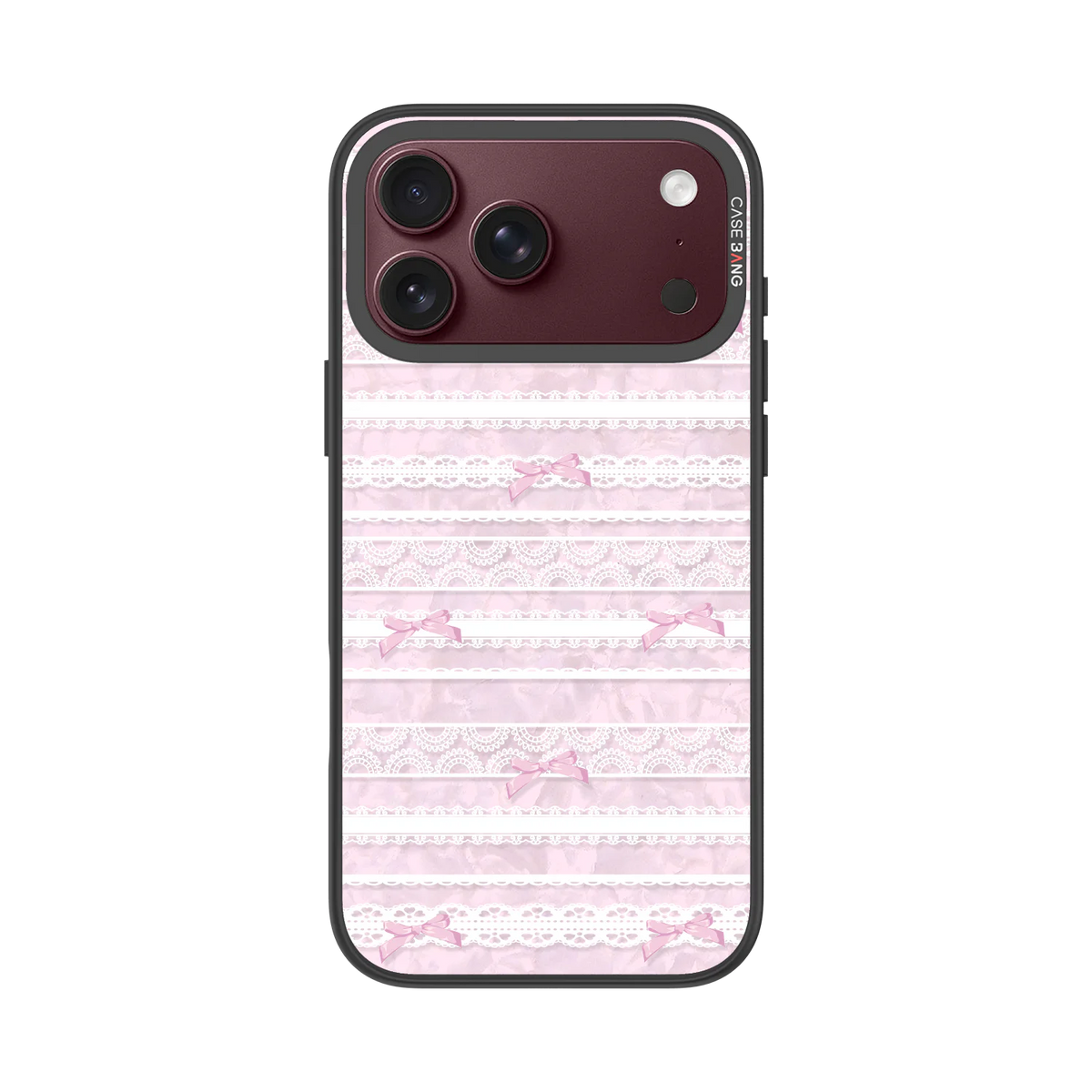 Lace Stripe Pink Snap-On Phone Case — iPhone 18 Pro Max — Complete Case Set