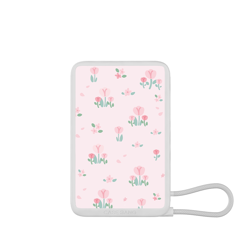 Power Bank with Built - in Cable - CaseBangPower BankCaseBangPink Tulip