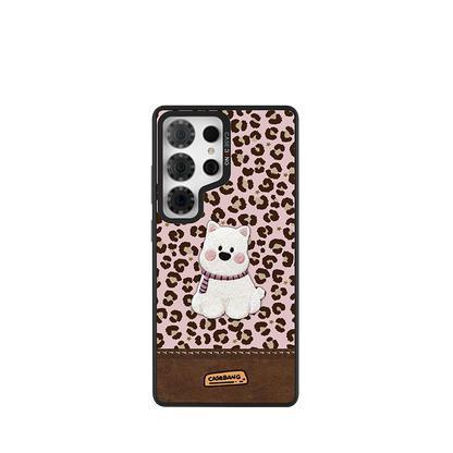 Leopard-Print Puppy Snap-On Case Samsung S26 Ultra full case