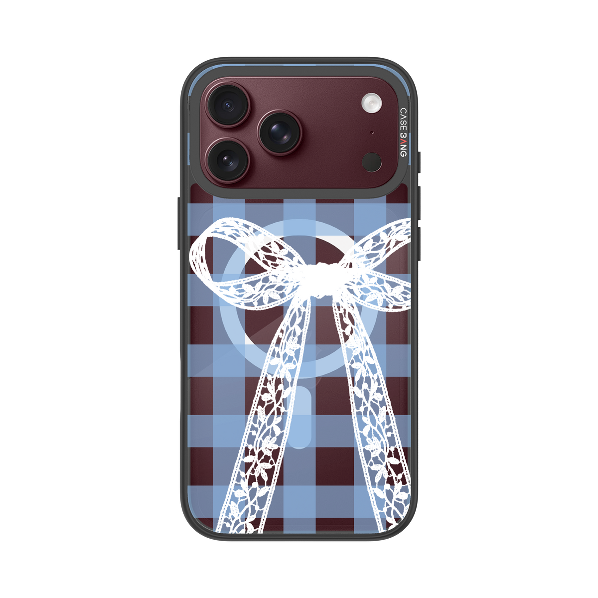 CASEBANG Plaid Bow Blue sporty ballet phone case with blue plaid and white bow