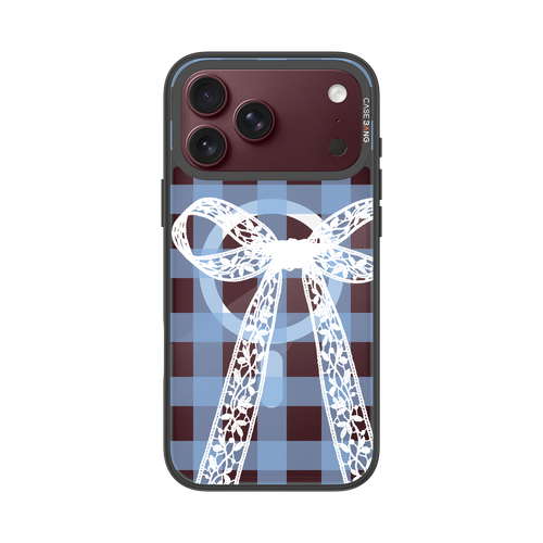 CASEBANG Plaid Bow Blue sporty ballet phone case with blue plaid and white bow