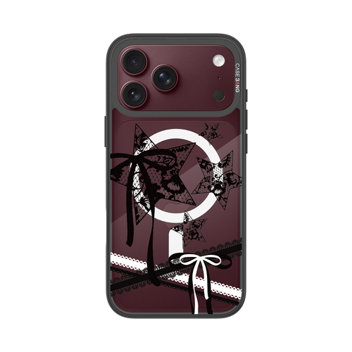 CASEBANG Star Bow Black sporty ballet phone case with black lace stars