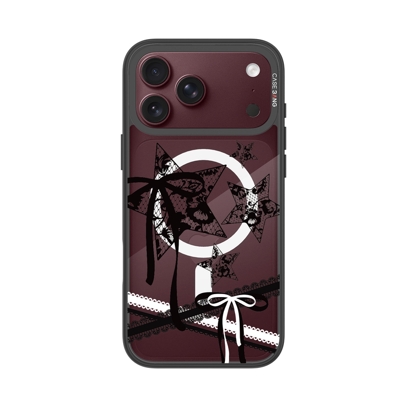 CASEBANG Star Bow Black sporty ballet phone case with black lace stars