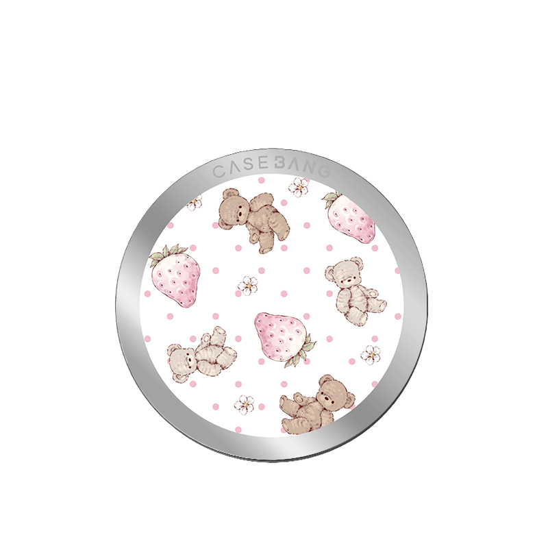 Strawberry Bear MagSafe grip stand back cover