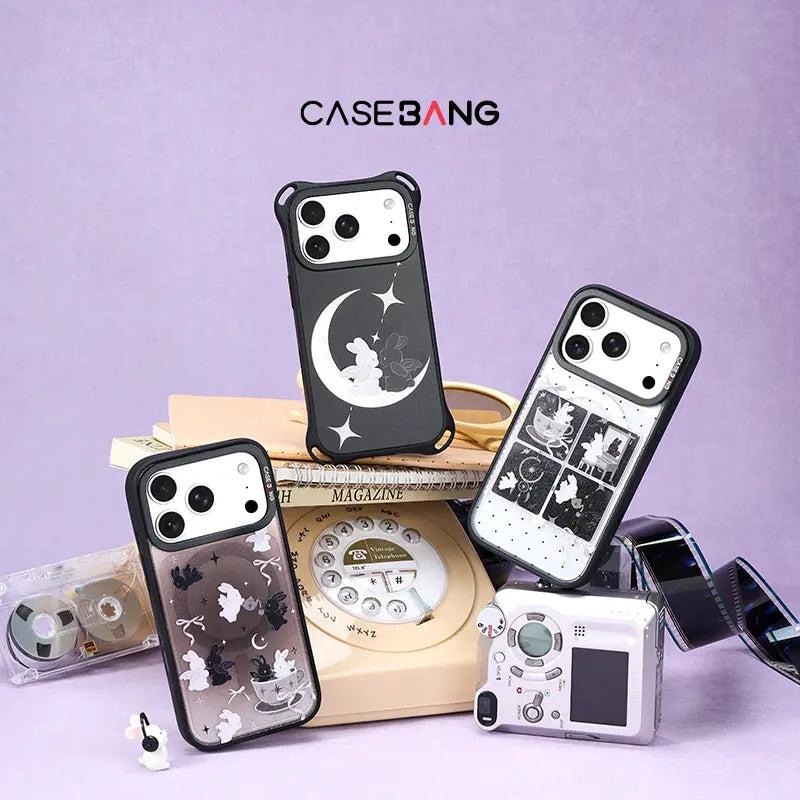 Whisper Winter bunny phone case covers with a vintage telephone